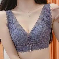 蕾丝内衣女上托聚拢防下垂收副乳调整型侧收无钢圈宽肩带高端文胸 孔雀蓝 34/75B[薄杯]