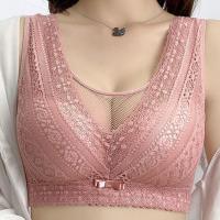 无钢圈大胸显小大码薄款防走光抹胸背心式收副乳文胸女性感内衣 虾红色 36/80B