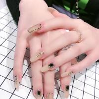 美甲贴片 假指甲手工制作光疗甲 夏季仙气温柔粘钻新娘款成品甲片 款式1 XS
