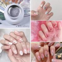 日式金属彩绘胶美甲光疗胶高密度铂金胶勾线拉线胶爆闪超亮 日式金属胶[银色]