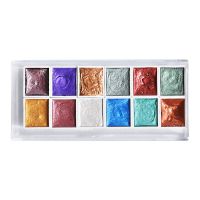 日式美甲固体珠光水彩颜料套装全色专用调色彩绘晕染指甲彩妆用品 固态水彩套装