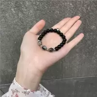 相吸磁铁天然水晶石发晶水晶情侣手链男女一对纪念礼物爱情信物 SL-002 女款[无磁铁] 简装