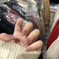 假指甲贴片光疗成品 巴洛克裸色清透仙气 穿戴新娘甲孕妇甲片美甲 小号 中长方