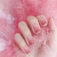 指甲贴片美甲成品穿戴式可拆卸摘戴甲片甲贴学生孕妇新娘假指甲贴 红粉渐变 每盒送果冻胶24粒+胶水+搓条清洁棉