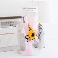 玫瑰香皂花康乃馨小花束手工干花感恩节礼物送父母老师爸爸妈妈 太阳花+一朵玫瑰 粉色+礼袋