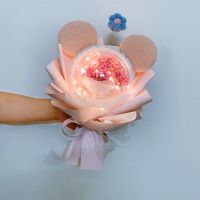 生日礼物女生送闺蜜女朋友星黛露花束创意球少女心儿童仪式感精致 小号 粉米老鼠 满天星+手提袋