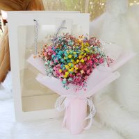 生日礼物满天星干花礼盒闺蜜创意永生18岁成人礼花束圣诞节礼物袋 彩色满天星LED灯+开窗礼盒