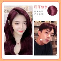 染发剂2020流行色奶奶灰蓝黑色植物黑茶色染发膏学生自己在家染发 可可紫茶 时尚发色