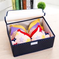 内衣收纳盒布艺袜子文胸分格整理盒可水洗学生宿舍收纳神器可折叠 特价款-空格文胸盒颜色随机