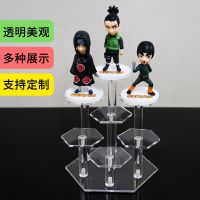 亚克力手办展示架六边形阶梯展架公仔首饰珠宝饰品陈列透明收纳架 六边形透明3展位