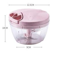 手动绞肉机家用厨房手动绞菜搅菜搅多功能切菜器蒜泥器绞馅神器 粉色500ml+3刀头