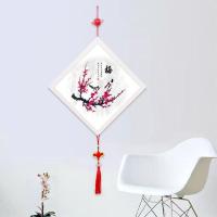 5D钻石画免装裱客厅中国风十字绣贴钻画梅兰竹菊钻石绣带玻璃相框 5D钻石画[梅]+玻璃相框+挂绳吊坠