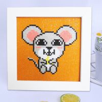 儿童钻石画手工DIY粘贴画满钻制作材料包马赛克女孩新年礼物玩具 鼠带框18*18CM