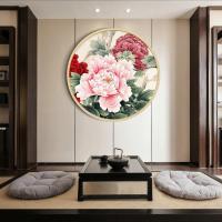 2021年新款钻石画满钻牡丹贴钻十字绣花卉客厅卧室圆形中式钻石绣 满钻[40*40cm]钻量多加40%