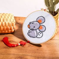 十二生肖十字绣2019新款小件初学简单绣挂件学生儿童手工线绣卧室 生肖鼠25*25厘米 无绣圈+无流苏+无挂绳[送剪刀绣