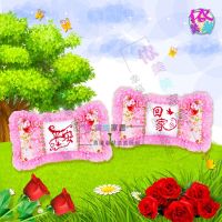 蕾丝十字绣抱枕汽车用对装家居卧室沙发结婚汽车颈枕套需要绣新款 颈枕平安回家对粉色 无枕芯送剪刀(四件套赠工具包)