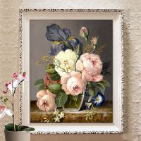 满钻娇艳欲滴欧式花瓶牡丹花卉钻石画客厅贴砖十字绣点贴钻十字绣 9577满钻全贴[45*60cm]