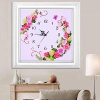 5d钟表钻石画客厅满钻清新花卉贴钻十字绣新款卧室小幅砖石绣挂钟 满钻:40*40cm多配钻送机芯