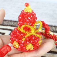 diy手工编织串珠葫芦汽车挂件材料包中国结防水晶葫芦汽车装饰品 仿水晶葫芦车挂-大红 6mm车轮珠(小葫芦)