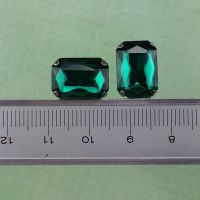 diy玻璃手缝钻异形水钻爪钻婚纱服装饰品发饰配件材料孔绿色补钻 10X14长方形10颗