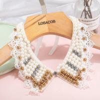 多款任选亮片珍珠宝石衬衫假领子百搭春秋围巾假衣领毛衣装饰女孩 1条蕾丝水钻金银珠子领子