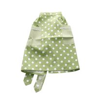 宋佳同款棉麻简约成人厨房清洁围裙可爱日系条纹波点文艺小清新夏 半身裙波点绿