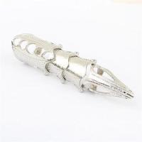 潮流男士霸气朋克复古戒指狼龙骷髅魔鬼头可活动双环关节指环套 白金色