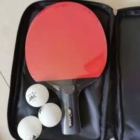 六星乒乓球拍单只乒乓拍6星比赛专用乒乓板直拍高弹性乒乓球板 入门三星短柄1只送3球