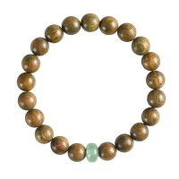 原创设计绿檀木质佛珠手串学生佛系情侣手链女复古文艺民族风饰品 东陵玉8mm绿檀木简约款