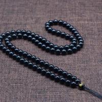 黑玛瑙珠链玉石吊坠绳男女款黑曜石脖子挂绳 全珠项链百搭挂件绳 不加隔珠6mm珠链