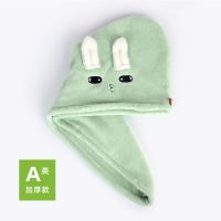 干发帽吸水速干女长发可爱加厚卡通干发帽成人包头巾珊瑚绒包头巾 1个绿色
