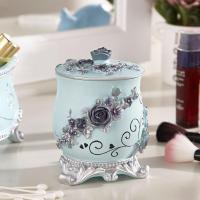 新款欧式牙签盒收纳盒 创意牙签筒客厅家用双格棉签盒收纳整理罐 玫瑰爱人蓝棉签盒