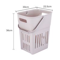 家用大号脏衣服收纳篮塑料脏衣篮脏衣篓衣服框玩具收纳筐桶篮子娄 卡其色窄高款