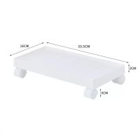 橱柜收纳盒带盖长方形白色杂物整理箱厨房办公室储物盒文具收纳柜 窄款:白色盖子+4个轮子(可当托盘)