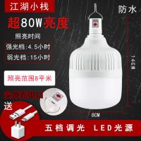 充电灯泡超亮LED家用移动神器夜市灯摆摊摆地摊照明无线停电应急 80W送充电器-亮10小时-USB