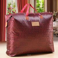 加厚防水防潮牛津布袋被子衣服收纳袋搬家行李袋旅行手提袋包装袋 酒红字母 小号1个装