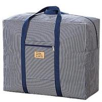 旅行拉杆箱行李袋特大号牛津布装棉被的袋子防水手提袋衣服行李袋 加厚藏青条纹 43*33*18中号
