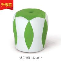 小凳子家用实木时尚创意矮凳子客厅小板凳皮凳子圆凳小皮墩沙发凳 花凳白绿(高35cm)