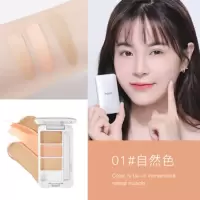 NOVO三色遮瑕膏遮盖斑点脸部痘印遮盖痘痘雀斑防水学生便携平价 一号自然色带刷子