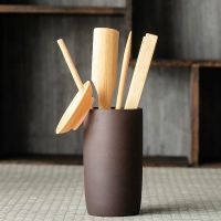 创意陶瓷茶叶罐茶道六君子功夫茶具套装配件整套密封罐子楠竹茶夹 紫砂杯罐六君子