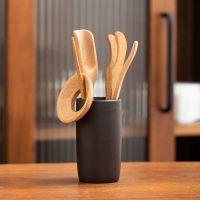 功夫茶具配件茶道六君子整套装黑檀实木茶夹竹制镊子茶杯茶叶夹子 紫砂直筒+[竹五件套]