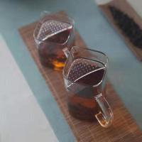 方形月牙过滤网泡茶杯分茶器 滤茶带把高硼硅玻璃茶杯 简约多用杯 200ml方公杯小号
