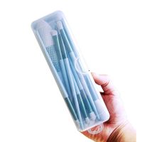 桌面旅游行小巧便携面部眼影刷收纳盒带盖防尘化妆刷子眉笔空盒子 大号多支收纳盒 1个