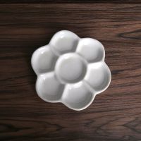 陶瓷调色盘国画颜料梅花盘子大号调色板水粉水彩学生美术用品工具 直径9cm 3寸
