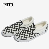回力女鞋黑白棋盘格帆布鞋2021新款情侣一脚蹬懒人鞋板鞋杨幂同款 316黑白黑(杨幂同款) 34 标准尺码