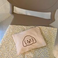 可爱卡通小狗化妆包收纳袋杂物袋简约韩国ins学生少女笔袋文具 新款白色小狗化妆包 1个