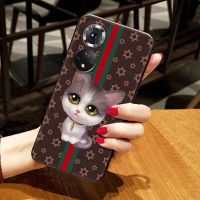 华为荣耀50手机壳防摔NTH-AN00保护套腕带卡通创意个性硅胶软超薄 腕带黑猫 华为荣耀50单壳(无腕带)