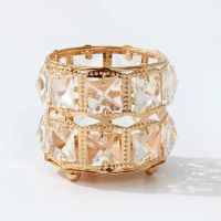 欧式化妆刷收纳筒水晶化妆刷桶金属风笔刷筒眉笔梳子化妆品收纳盒 双层加珍珠