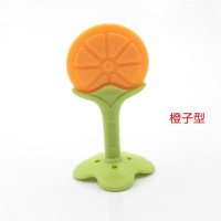 宝宝牙胶磨牙棒小蘑菇咬咬婴儿咬胶曼哈顿手抓球玩具乐硅胶可水煮 橙子