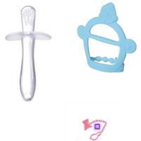 婴儿童玩具牙胶磨牙棒摇铃硅胶软手抓宝宝可咬咬乐安抚防吃手喂辅 磨牙棒+手环(送防掉链)